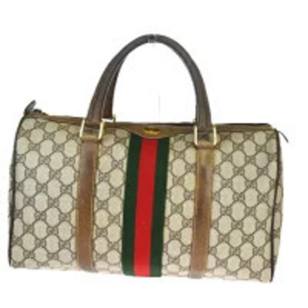 Gucci Sherry Handbag GG Brown Green Red Leather